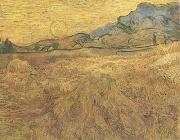 Vincent Van Gogh Wheat Field wtih Reaper and Sun (nn04) USA oil painting reproduction